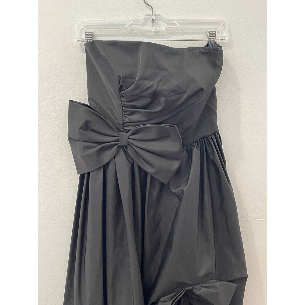 Vintage 80s Dance Allure Prom Dress Strapless Black‎ Bow Formal Gown Size Small